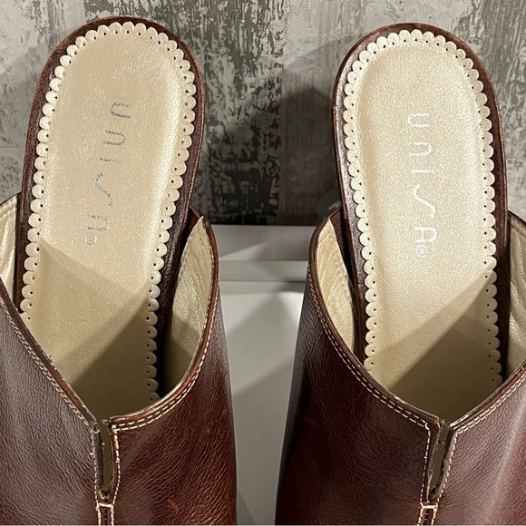 UNISA Brown Leather‎ Western STARLING High Heel MULES Womens 8.5 B Clogs Brazil - Picture 5 of 12
